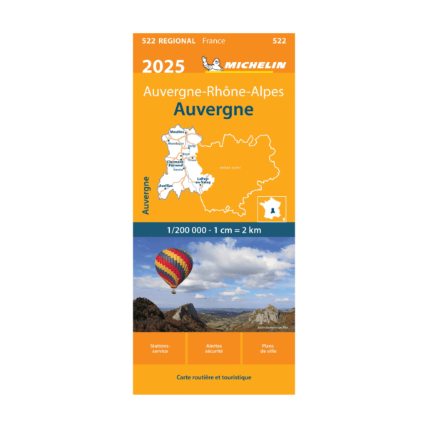 Regional Map Michelin 522 Auvergne 2025 – Maps and guides Michelin